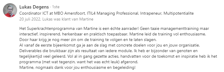 Superkrachtenprogramma van Martine is een echte aanrader