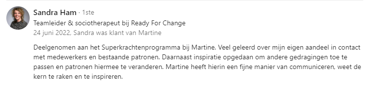 Mijn eigen aandeel in contact met medewerkers en bestaande patronen